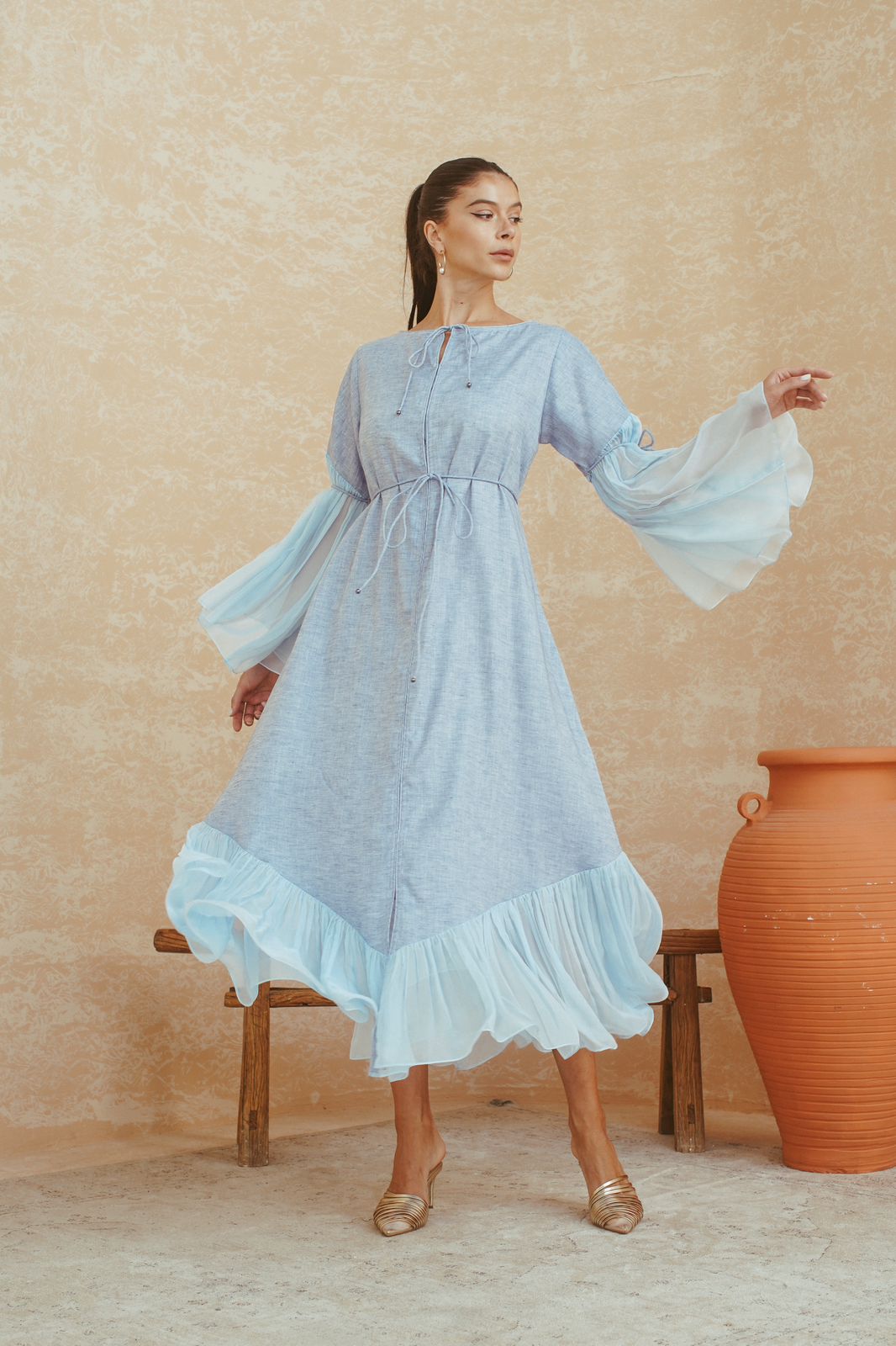 Celeste Breeze Ruffle Hem Dress