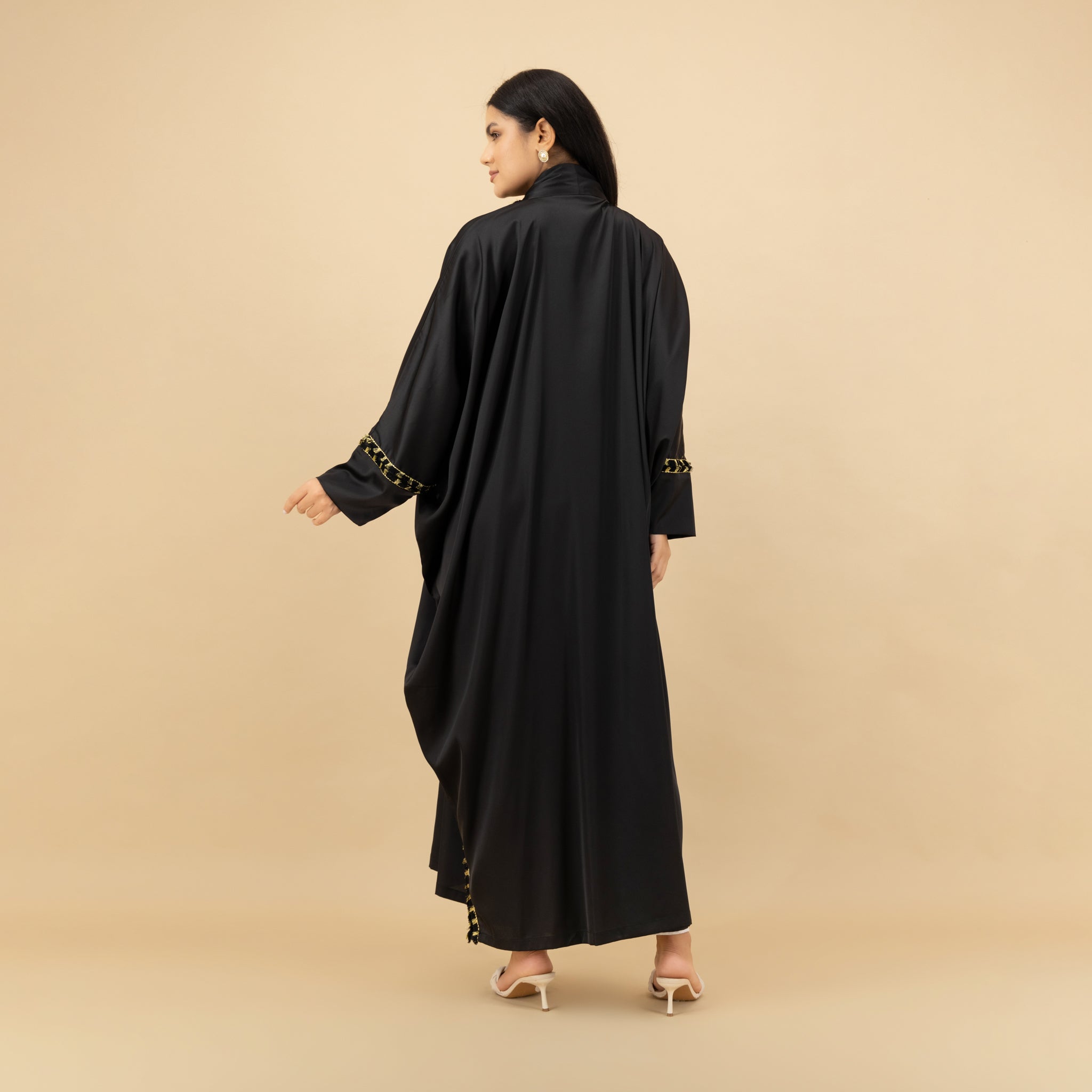 Black Abaya with Gold Embellished Trim