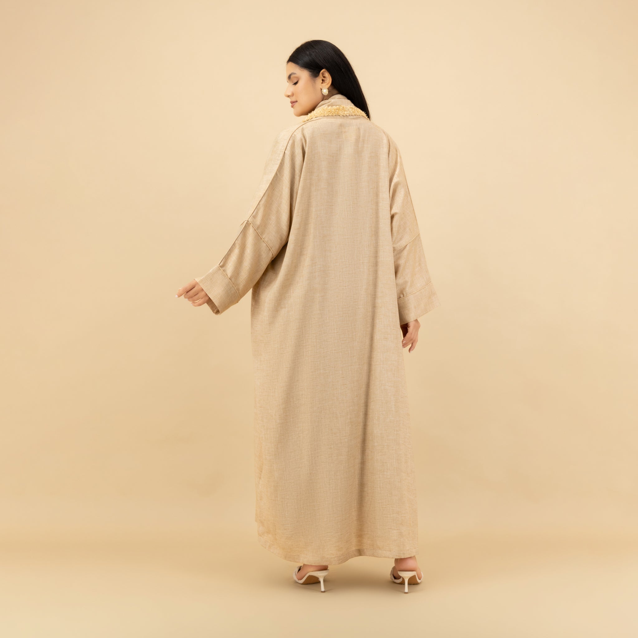 Natural Beige Embroidered Trim