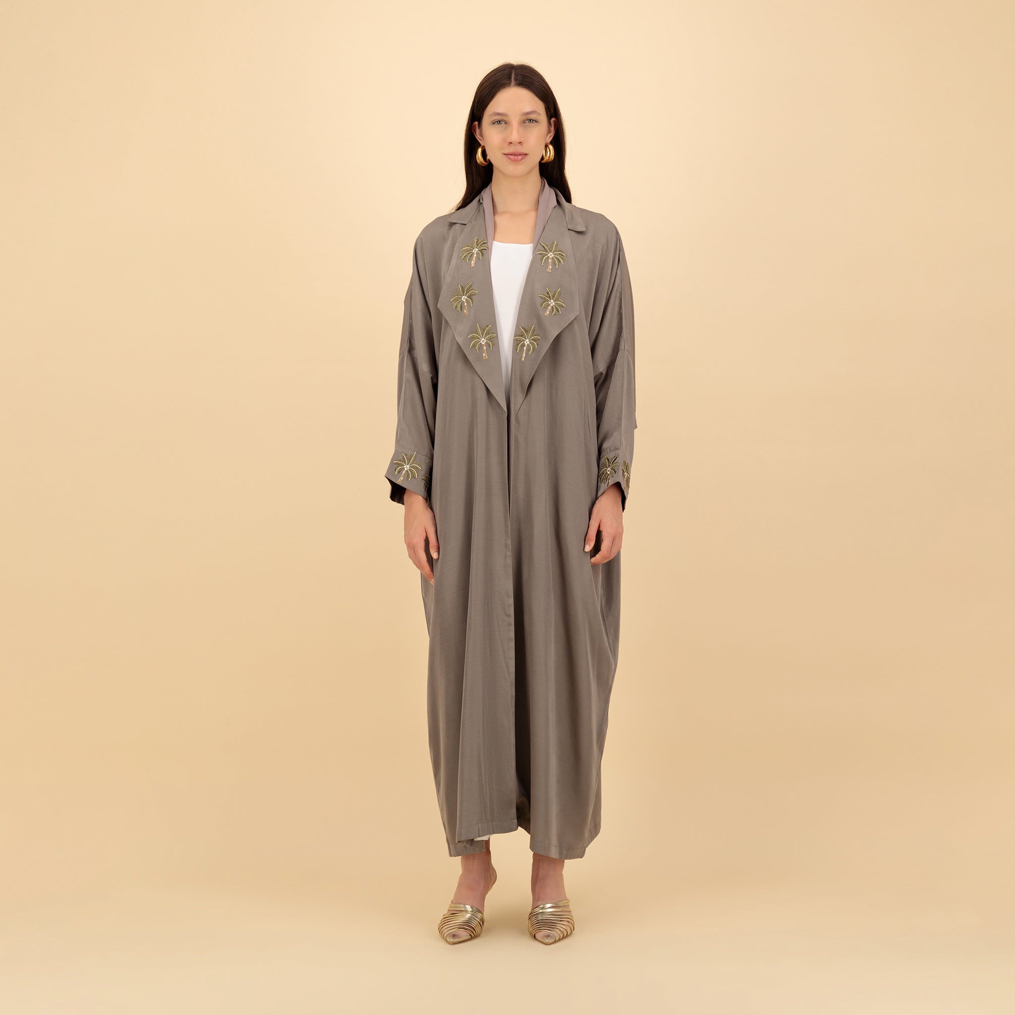 Light Taupe Palm Tree Abaya