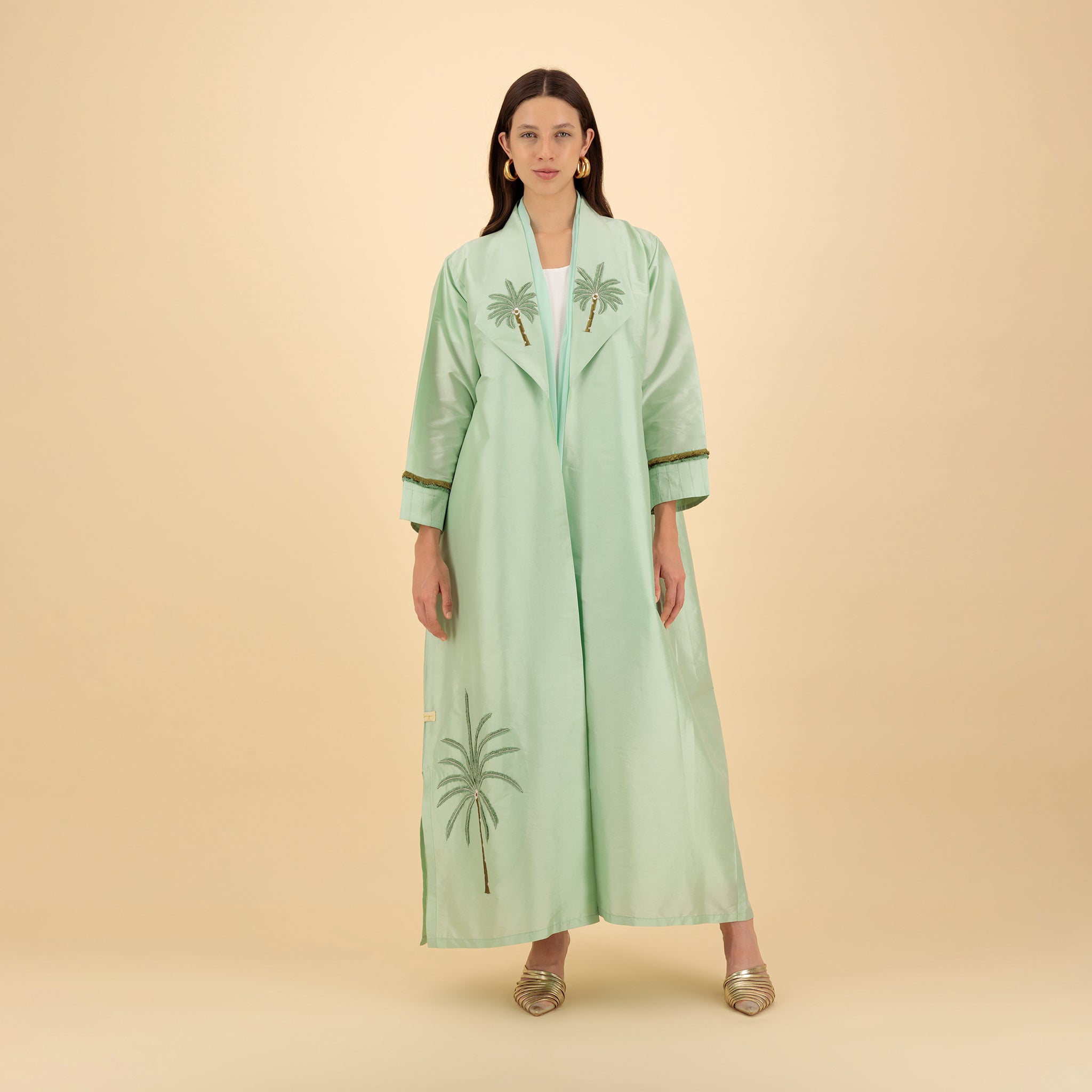 Mint Palm Embroidered Set