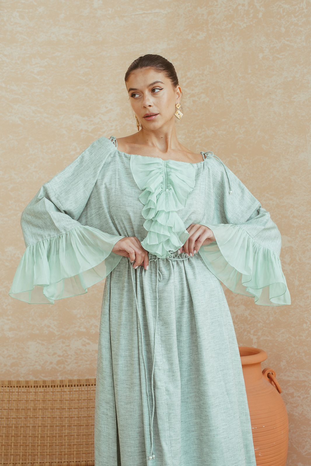 Mint Ruffle Elegance Dress