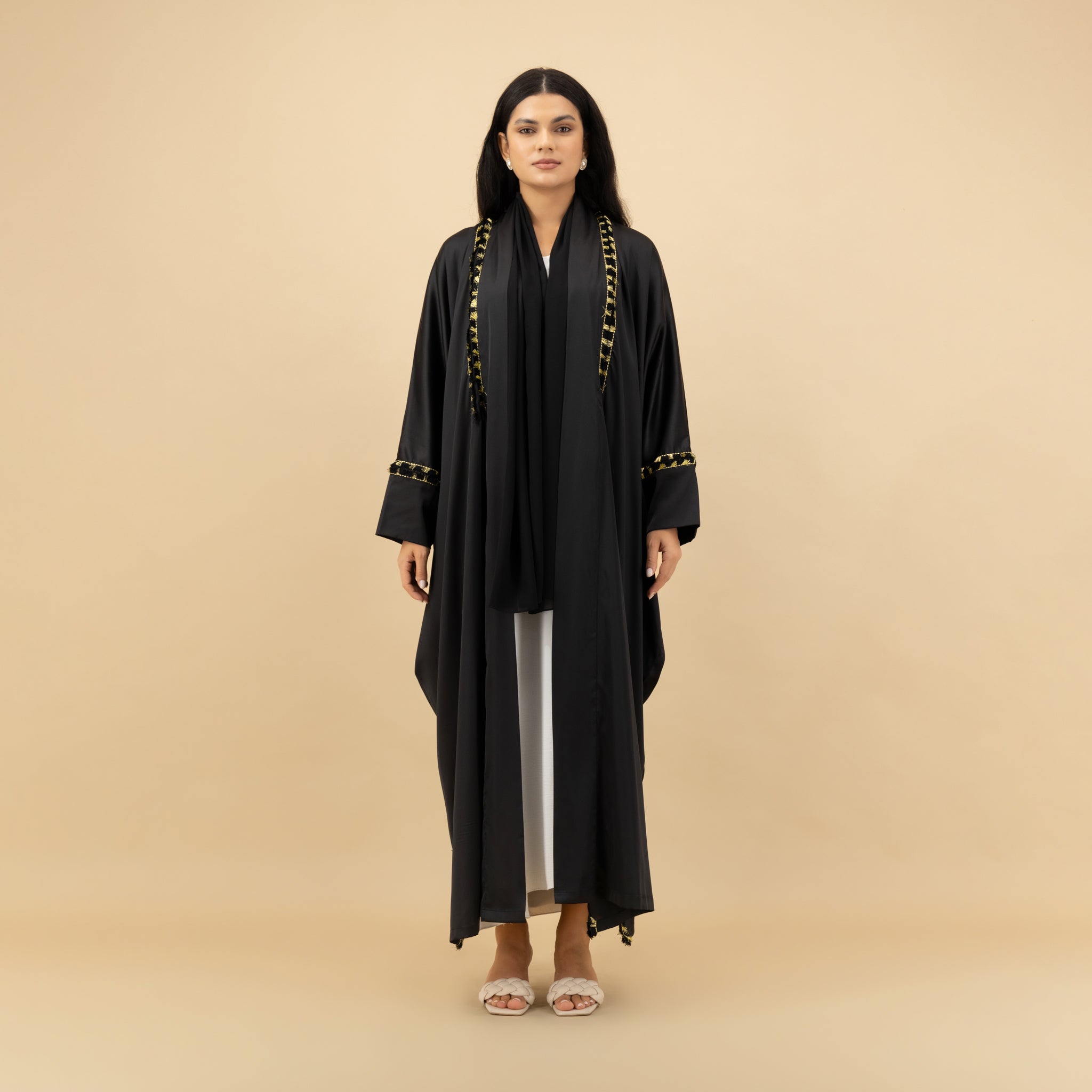 Black Abaya with Gold Embellished Trim
