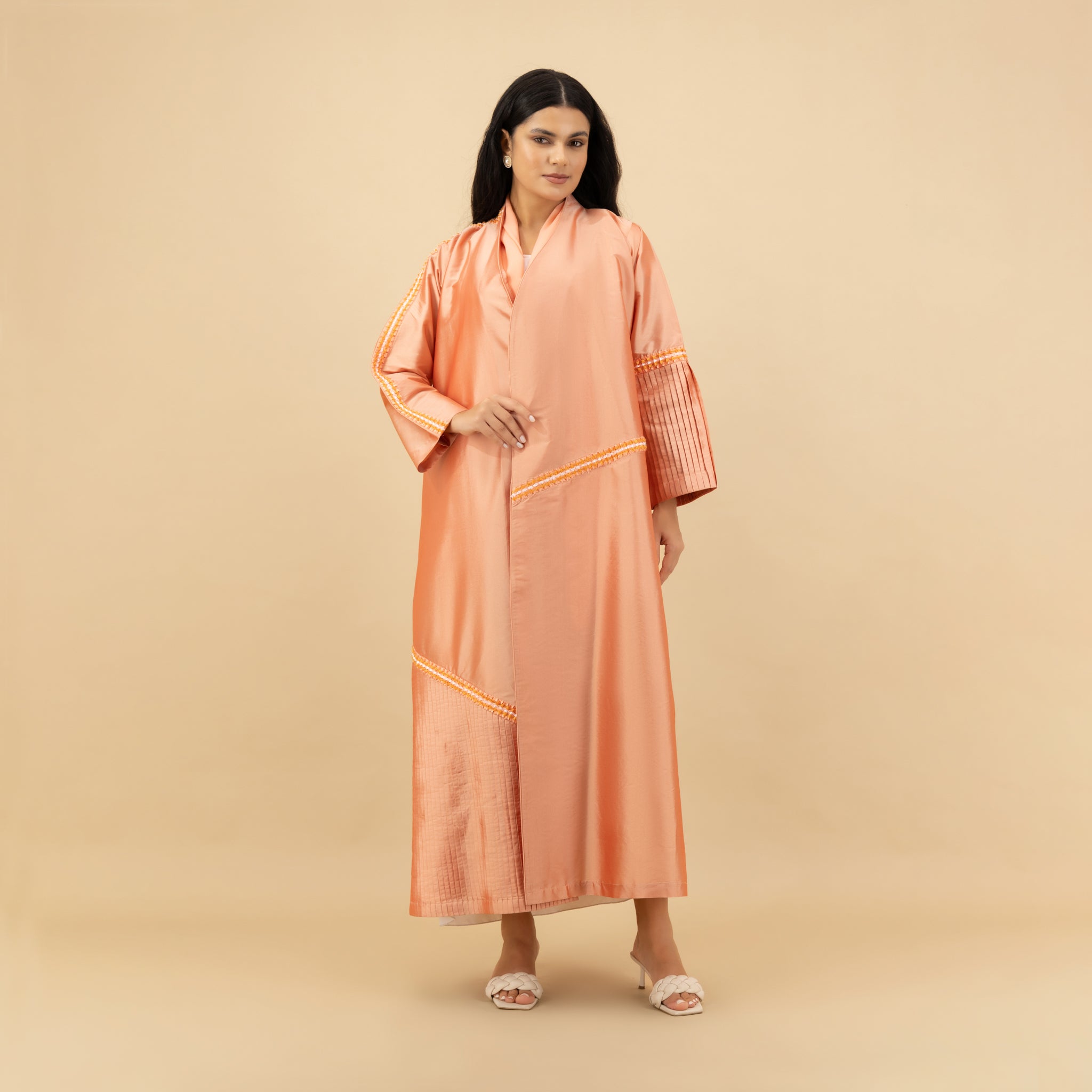 Satin Sunset Abaya with Beaded Detail