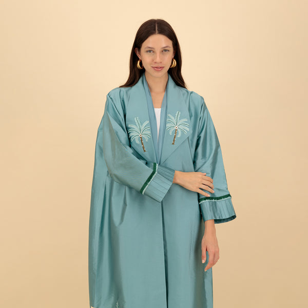 Deep Blue Palm Drapes