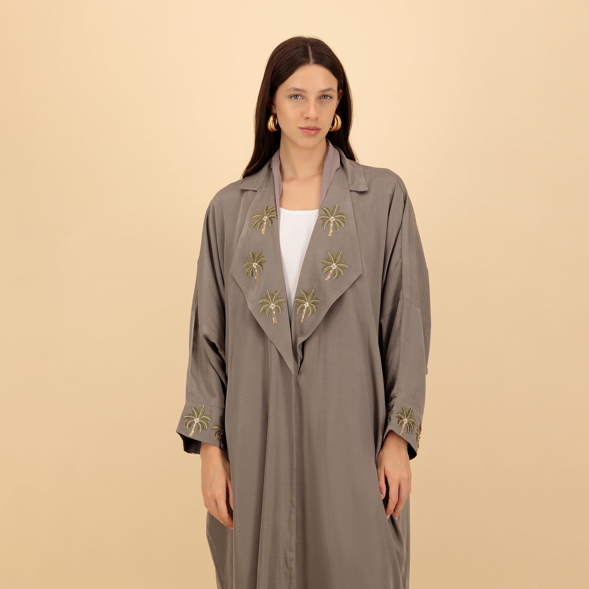 Light Taupe Palm Tree Abaya