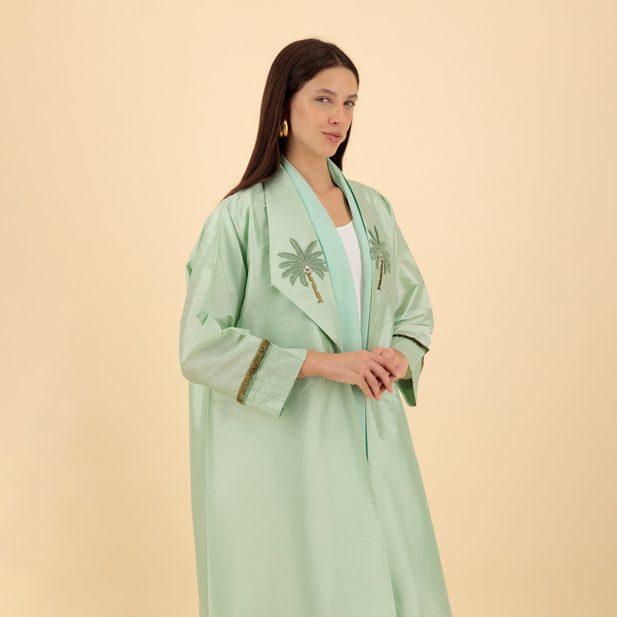 Mint Palm Embroidered Set
